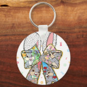 happy easter bow bunny, retro, vintage キーホルダー (正面)