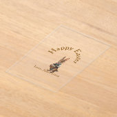 Happy Easter brown bunny with eggs love add name  アクリル招待状 (レイダウン)