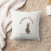 Happy Easter brown bunny with eggs love add name  クッション (ブランケット)