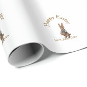 Happy Easter brown bunny with eggs love add name  ラッピングペーパー (ロールコーナー)