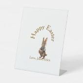 Happy Easter brown bunny with eggs love add name 台座サイン (正面)