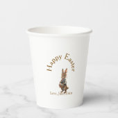 Happy Easter brown bunny with eggs love add name  紙コップ (裏面)