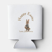 Happy Easter brown bunny with eggs love add name  缶クーラー (裏面)