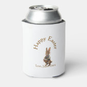 Happy Easter brown bunny with eggs love add name  缶クーラー (缶裏面)