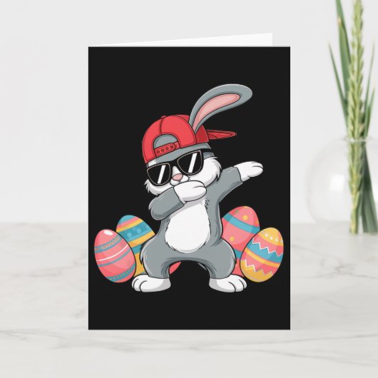 Happy Easter Bruh Bunny Dab Rabbit Dance Boys Kids カード (正面)