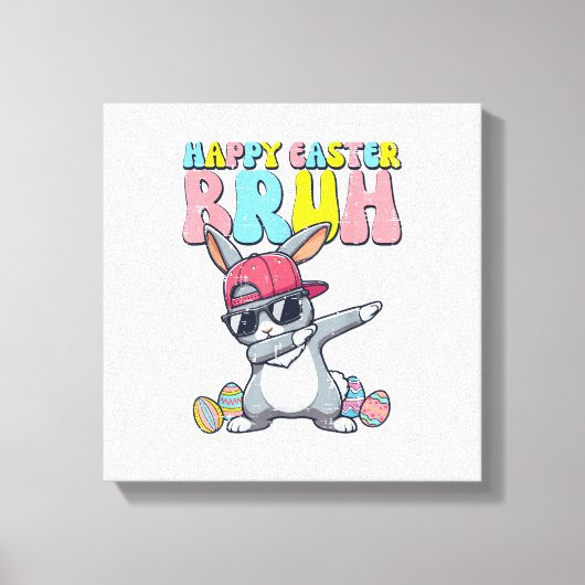 Happy Easter Bruh Bunny Dab Rabbit Dance Boys Kids キャンバスプリント (正面)