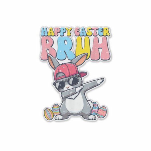 Happy Easter Bruh Bunny Dab Rabbit Dance Boys Kids シール (正面)
