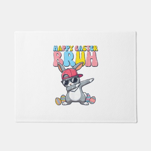 Happy Easter Bruh Bunny Dab Rabbit Dance Boys Kids ドアマット (正面)