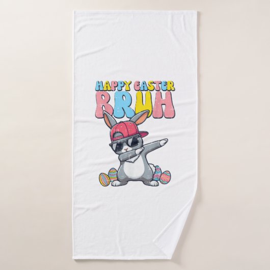 Happy Easter Bruh Bunny Dab Rabbit Dance Boys Kids バスタオル (バスタオル)