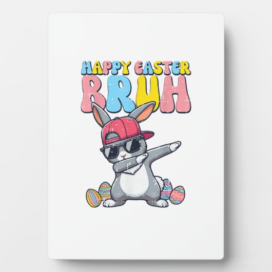 Happy Easter Bruh Bunny Dab Rabbit Dance Boys Kids フォトプラーク (正面)