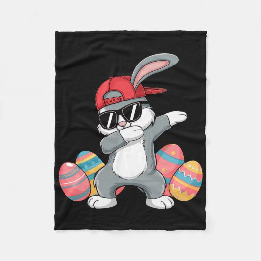 Happy Easter Bruh Bunny Dab Rabbit Dance Boys Kids フリースブランケット (正面)