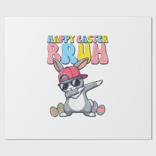 Happy Easter Bruh Bunny Dab Rabbit Dance Boys Kids ラッピングペーパー (フラット)