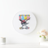 Happy Easter Bruh Bunny Dab Rabbit Dance Boys Kids ラージ壁時計 (ホーム)
