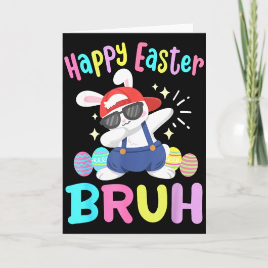 Happy Easter Bruh Funny Dabbing Bunny Dab Dance Ra カード (正面)