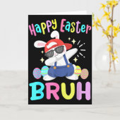 Happy Easter Bruh Funny Dabbing Bunny Dab Dance Ra カード (黄色い花)