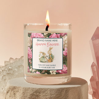 Happy Easter Bunnies Custom Candle Label スクエアシール