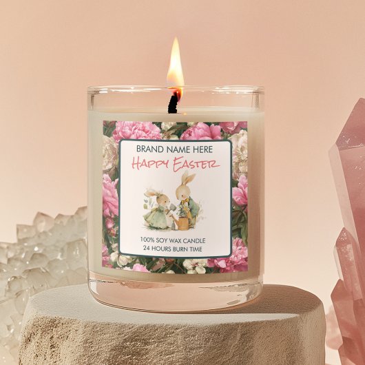 Happy Easter Bunnies Custom Candle Label スクエアシール