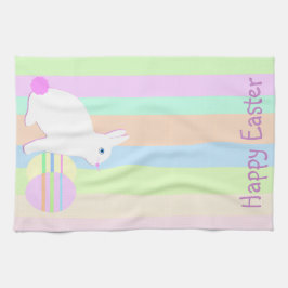 Happy Easter Bunny and Eggs キッチンタオル