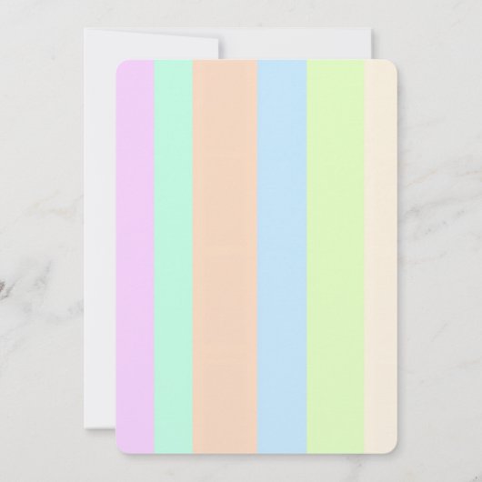 Happy Easter Bunny and Eggs on Pastel Stripes  招待状 (裏面)