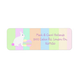 Happy Easter Bunny and Eggs on Stripes ラベル