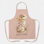 Happy Easter Bunny and Flowers エプロン (正面)