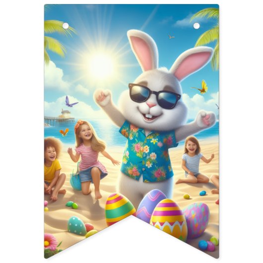 Happy Easter!! Bunny and Text  バンティングフラッグ (第16の旗)