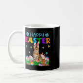 Happy Easter Bunny Bengal Cat Hunting Eggs Colourf コーヒーマグカップ (左)