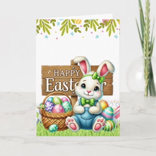 HAPPY EASTER Bunny Card – Custom Text Available カード (正面)