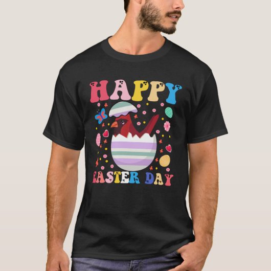 Happy Easter Bunny Cardinal  Easter Day Groovy Tシャツ (正面)