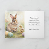 Happy Easter Bunny & Chick Folded Holiday Card シーズンカード (内部)