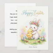 Happy Easter Bunny & Chick Hug シーズンカード (正面/裏面)