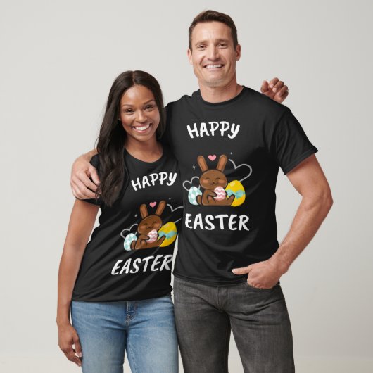 Happy Easter Bunny Chicks Egg Hunting Cute Cool Tシャツ (ユニセックス)