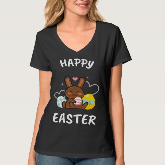 Happy Easter Bunny Chicks Egg Hunting Cute Cool Tシャツ (正面)