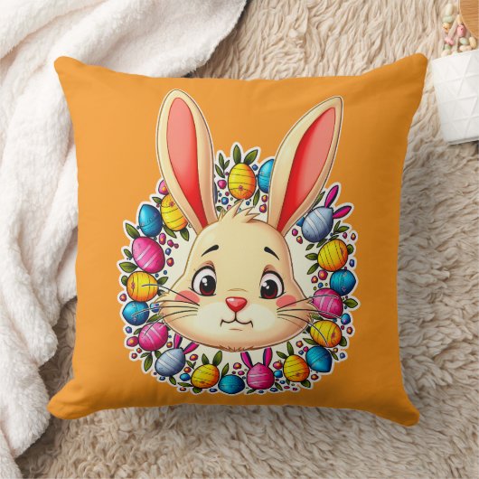 Happy Easter Bunny – Colorful Spring Art almofada クッション (ブランケット)