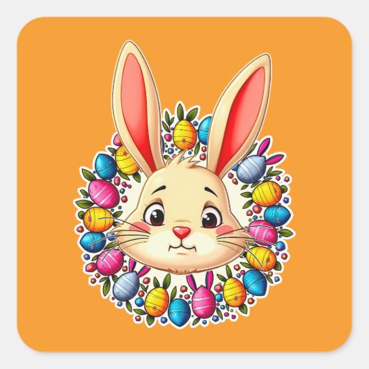 Happy Easter Bunny – Colorful Spring - Autocolante スクエアシール (正面)