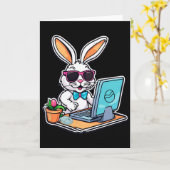 Happy Easter Bunny Computer Video Game Lovers 1  カード (黄色い花)