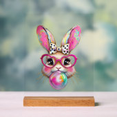 Happy Easter Bunny Coquette Bow Brushstroke Easter アクリルサイン (ニュートラル)