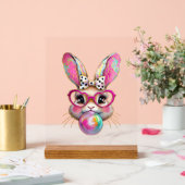 Happy Easter Bunny Coquette Bow Brushstroke Easter アクリルサイン (ウェディング)