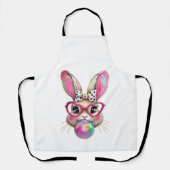 Happy Easter Bunny Coquette Bow Brushstroke Easter エプロン (正面)