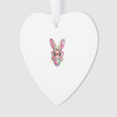 Happy Easter Bunny Coquette Bow Brushstroke Easter オーナメント (正面)