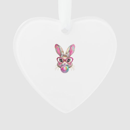 Happy Easter Bunny Coquette Bow Brushstroke Easter オーナメント (正面)