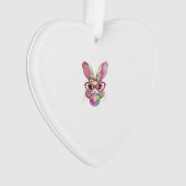 Happy Easter Bunny Coquette Bow Brushstroke Easter オーナメント (正面)