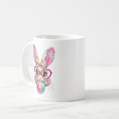 Happy Easter Bunny Coquette Bow Brushstroke Easter コーヒーマグカップ (正面左)
