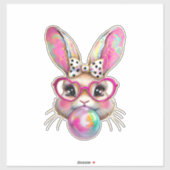 Happy Easter Bunny Coquette Bow Brushstroke Easter シール (シート)