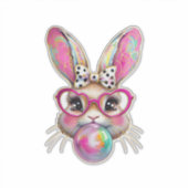 Happy Easter Bunny Coquette Bow Brushstroke Easter シール (正面)