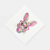 Happy Easter Bunny Coquette Bow Brushstroke Easter スタンダードランチョンナプキン (角)