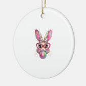 Happy Easter Bunny Coquette Bow Brushstroke Easter セラミックオーナメント (左)