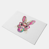 Happy Easter Bunny Coquette Bow Brushstroke Easter ドアマット (アングル)
