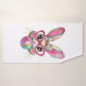 Happy Easter Bunny Coquette Bow Brushstroke Easter バスタオル (バスタオル)