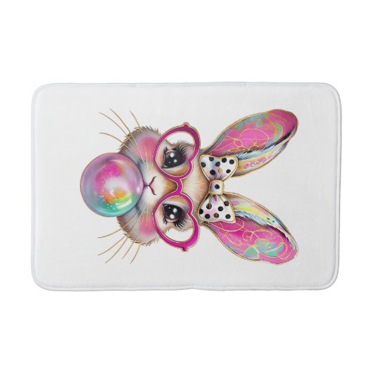 Happy Easter Bunny Coquette Bow Brushstroke Easter バスマット (正面)